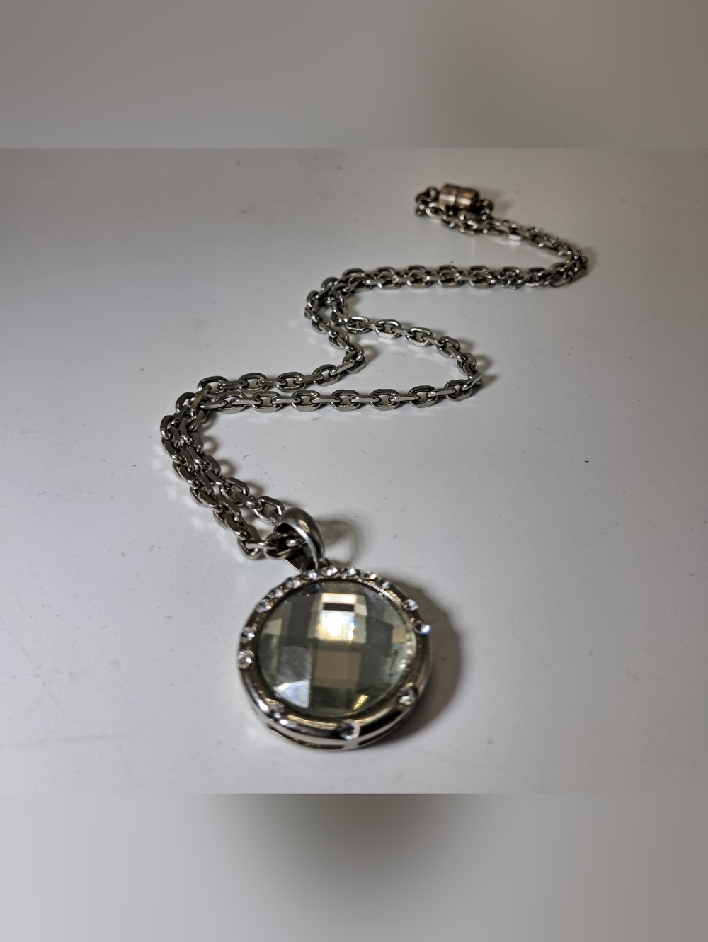 Stainless Steel Polished Charcoal Glass Necklace - Picture 4 of 5